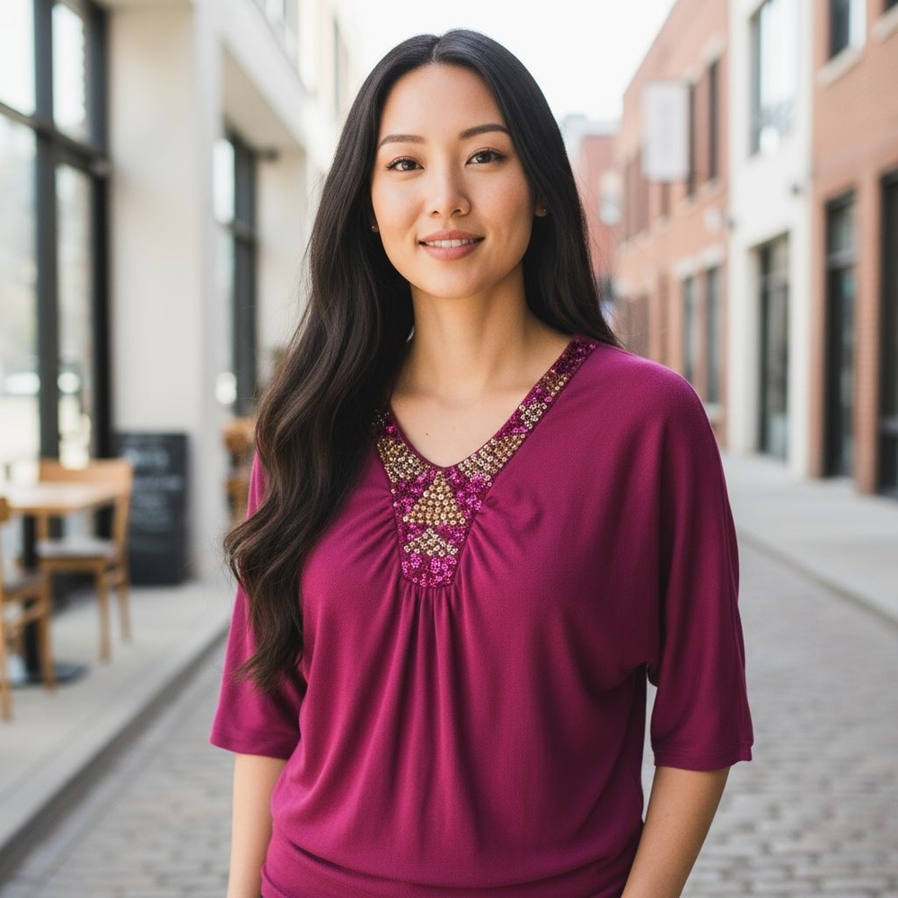 Charlotte Russe Purple Sequin Top